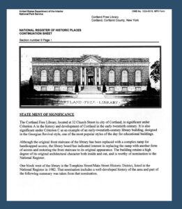 CFL application to US Parks -- Historic Registry